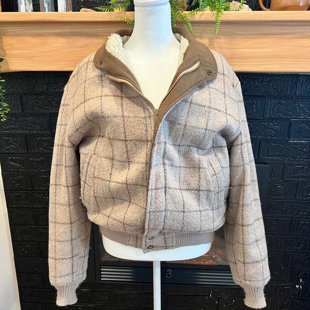 Plaid Sherpa-Lined Jacket